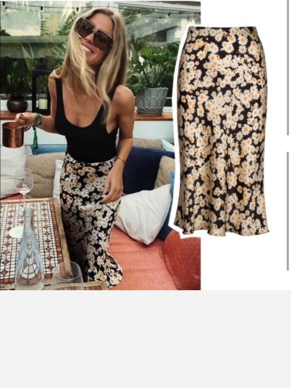 Réalisation Par Silk Naomi Skirt in Black and Cream with Daisies realisation - Picture 2 of 6